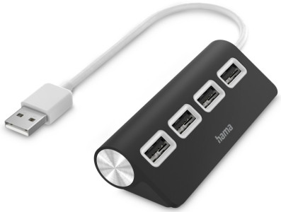 hama USB 2.0 Hub, 4 Port, schwarz