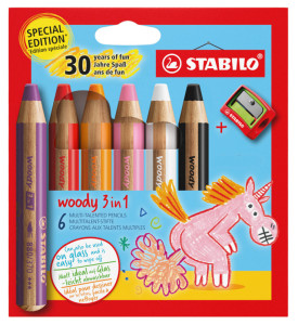 STABILO Multitalentstift woody 3 in 1, 6er Etui Tiger