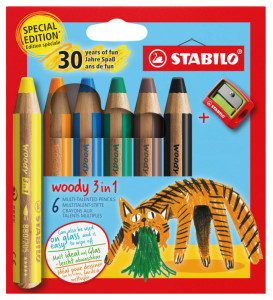STABILO Multitalentstift woody 3 in 1, 6er Etui Tiger