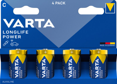 VARTA Pile alcaline Longlife Power, Baby (C), par 4