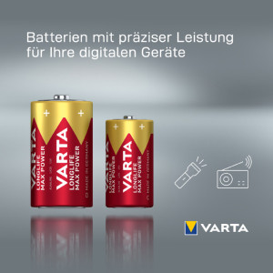 VARTA Alkaline Batterie Longlife Max Power, Mono (D)