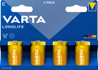 VARTA Alkaline Batterie Longlife, Baby (C/LR14), 4er