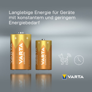 VARTA Alkaline Batterie Longlife, Mono (D), 2er Blister