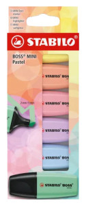 STABILO Surligneur BOSS MINI Pastel, étui carton de 5