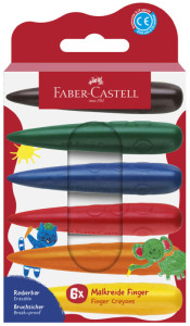 FABER-CASTELL Craie de cire Doigt, étui en carton de 6