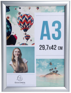 EXACOMPTA Cadre photo en aluminium, A3, argent