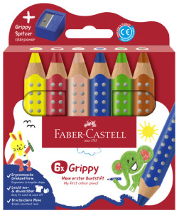 FABER-CASTELL Crayon de couleur Grippy, étui carton de 10