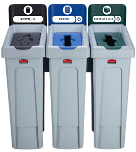 Rubbermaid Station de recyclage Slim Jim, kit de 3 flux