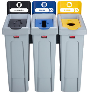 Rubbermaid Station de recyclage Slim Jim, kit de 3 flux