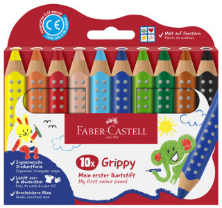 FABER-CASTELL Crayon de couleur Grippy, étui carton de 6