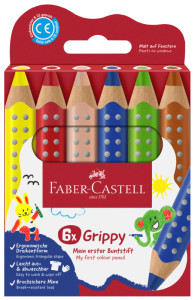 FABER-CASTELL Crayon de couleur Grippy, étui carton de 6