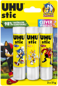 UHU Bâton de colle stic SONIC, 3x 8,2 g, blister