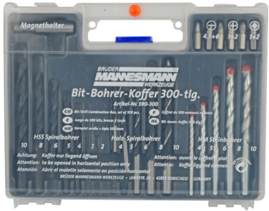 BRÜDER MANNESMANN Kit forets & chevilles, 300 pièces