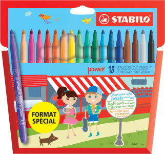 STABILO Feutre power, rond, étui en carton de 18