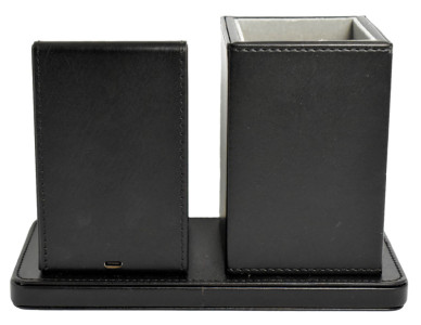 deflecto Organiseur de bureau avec chargeur Qi, noir