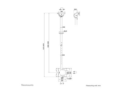 Neomounts : NEOMOUNTS BACK-TO-BACK SCREEN CEILING MOUNT (HEIGHT: 106-156 C