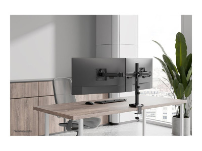 Neomounts : NEOMOUNTS NERO DOUBLE FLAT SCREEN DESK MOUNT (PHONE HOLDER+