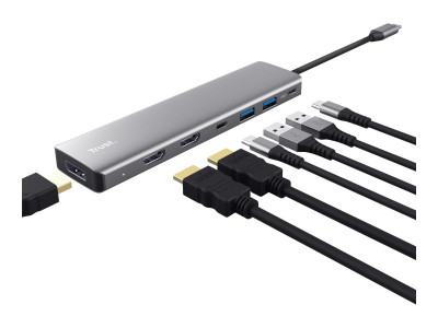 Trust : ADAPTATEUR DALYX USB-C 7 en 1 1 USB-C/2 USB/2 HDMI/1 DP/1 ETHE