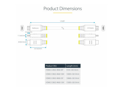 Startech : CABLE HDMI HAUT DEBIT ACTIF de 10M 4K 60HZ/1440P 144HZ
