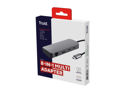 Trust : ADAPTATEUR DALYX USB-C 8 en 1 2 USB-C/2 USB/1 HDMI/1SD+MICROSD