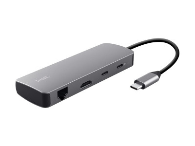 Trust : ADAPTATEUR DALYX USB-C 8 en 1 2 USB-C/2 USB/1 HDMI/1SD+MICROSD