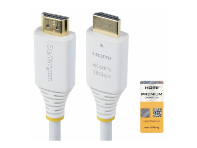 Startech : CABLE HDMI HAUT DEBIT CERTIFIE PREMIUM 1.8M 4K60HZ BLANC