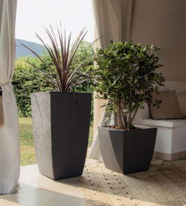 EDA Bac à plantes BASALT Diva, carré, 435 mm, anthracite