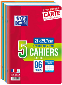 Oxford Cahier piqûre, 170 x 220 mm, seyès, 96 pages,lot de 5