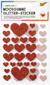 folia Moosgummi Glitter-Sticker HEARTS LOVE