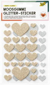 folia Moosgummi Glitter-Sticker HEARTS LOVE