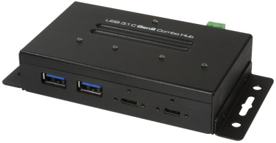 LogiLink USB 3.2 (Gen2) Combo Industrie-Hub, 4-Port, schwarz