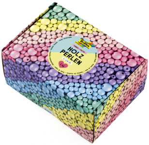 folia Mélange de perles en bois PASTEL Jumbobox, 1 kg