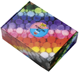 folia Mélange de pompons MULTICOLORE Jumbobox, 200g, assorti