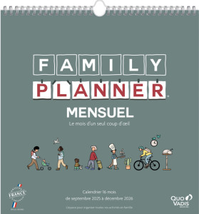QUO VADIS Calendrier FAMILY PLANNER MENSUEL, 2025/2026