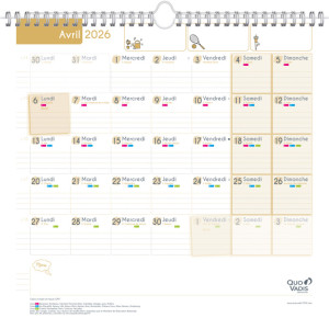 QUO VADIS Calendrier FAMILY PLANNER MENSUEL, 2025/2026