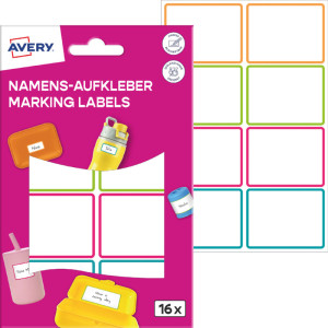 AVERY Namens-Etiketten, Folie, 15 x 32 mm, Rahmen farbig
