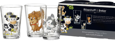 Ritzenhoff & Breker Verre ANIMAUX DE LA FERME, set de 3