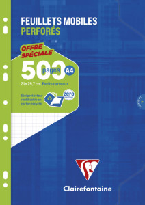 Clairefontaine Feuillets mobiles perforés, A4, séyès