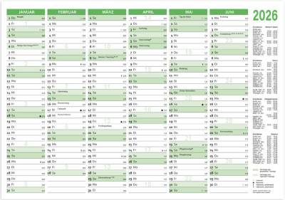RNK Verlag Tafelkalender 2026, DIN A5 quer, 250 g/qm Karton