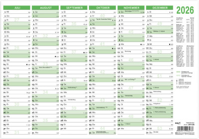 RNK Verlag Tafelkalender 2026, DIN A5 quer, 250 g/qm Karton