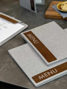 Porte-menus Sigel sérigraphié, A5, gris foncé