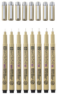 Feutre fin SAKURA PIGMA MICRON, lot de 8, noir