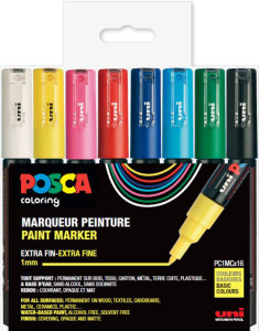 POSCA Marqueur à pigment PC1MC, étui de 8, couleurs douces
