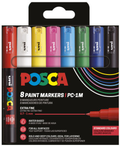POSCA Marqueur à pigment PC1MC, étui de 8, couleurs douces