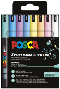 POSCA Marqueur à pigment PC1MR, étui de 8, couleurs douces