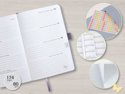 sigel Agenda de poche Jolie Feel 2026, textile, A6, lilas