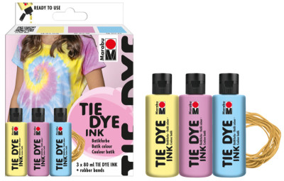 Marabu Set de peintures batik TIE DYE, 3 x 80 ml, pastel