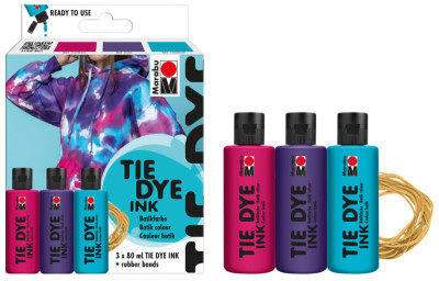 Marabu Set de peintures batik TIE DYE, 3 x 80 ml, pastel