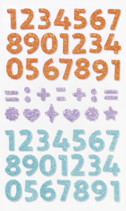folia Sticker pailleté en caoutchouc mousse NUMBERS