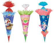 folia Schultüten-Zuschnitt, 3D-Wellpappe, 6-eckig, orange